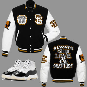 Always Show Love and Gratitude Varsity Jacket to match Retro Jordan 11 Gratitude - In Stock