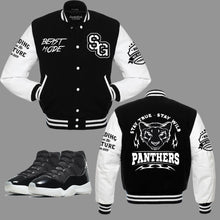 Load image into Gallery viewer, SG Beast Mode 2 Youth Varsity Jacket to match Retro Jordan 11 Jubilee sneakers