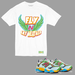 Fly N Any Weather T-Shirt to match New Balance 9060 Beach Glass sneakers