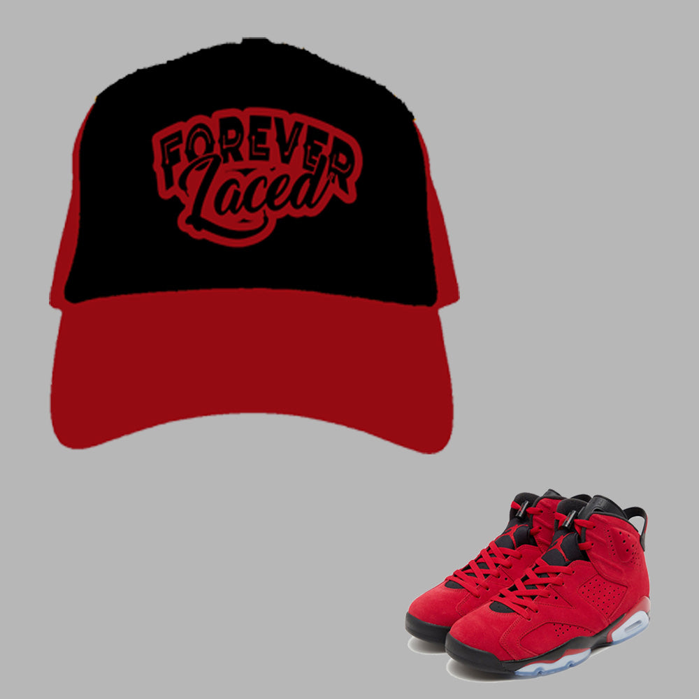 Forever Laced Mesh Trucker Hat to match Retro Jordan 6 Toro Bravo sneakers