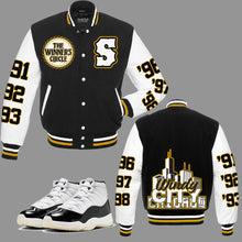 Load image into Gallery viewer, Years Of The Champs Varsity Jacket to match Retro Jordan 11 Gratitude aka DMP sneakers