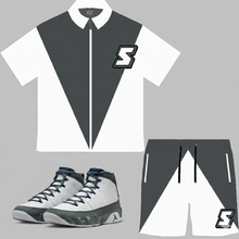 Load image into Gallery viewer, Super S Windbreaker Short Set to match Retro Jordan 9 Flint Grey