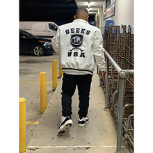 Load image into Gallery viewer, GEEKS USA Vintage Leather Bomber Jacket to match Retro Jordan 11 Gratitude aka DMP sneakers