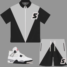 Load image into Gallery viewer, Super S Windbreaker Short Set to match Retro Jordan 4 Wet Cement sneakers