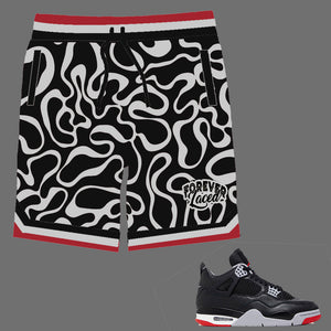 Forever Laced Shorts to match Retro Jordan 4 Bred Reimagined sneakers