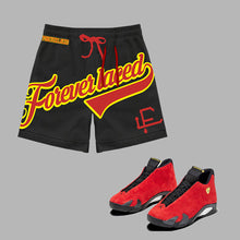 Load image into Gallery viewer, Forever Laced FL Stadium Mesh Shorts to match Retro Jordan 14 Ferrari sneakers