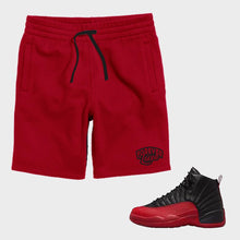 Load image into Gallery viewer, Forever Laced Fleece Shorts to match Retro Jordan 12 Flu Game sneakers