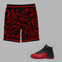 Load image into Gallery viewer, Forever Laced Shorts to match Retro Jordan 12 Flu Game sneakers