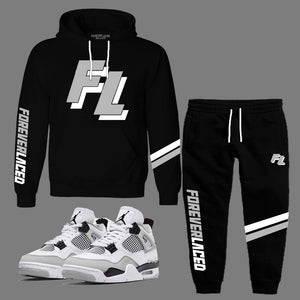 Forever Laced FL Hooded Sweatsuit to match Retro Jordan 4 Military Black - In Stock