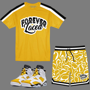 Forever Laced Short Set to match Retro Jordan 6 Yellow Ochre sneakers