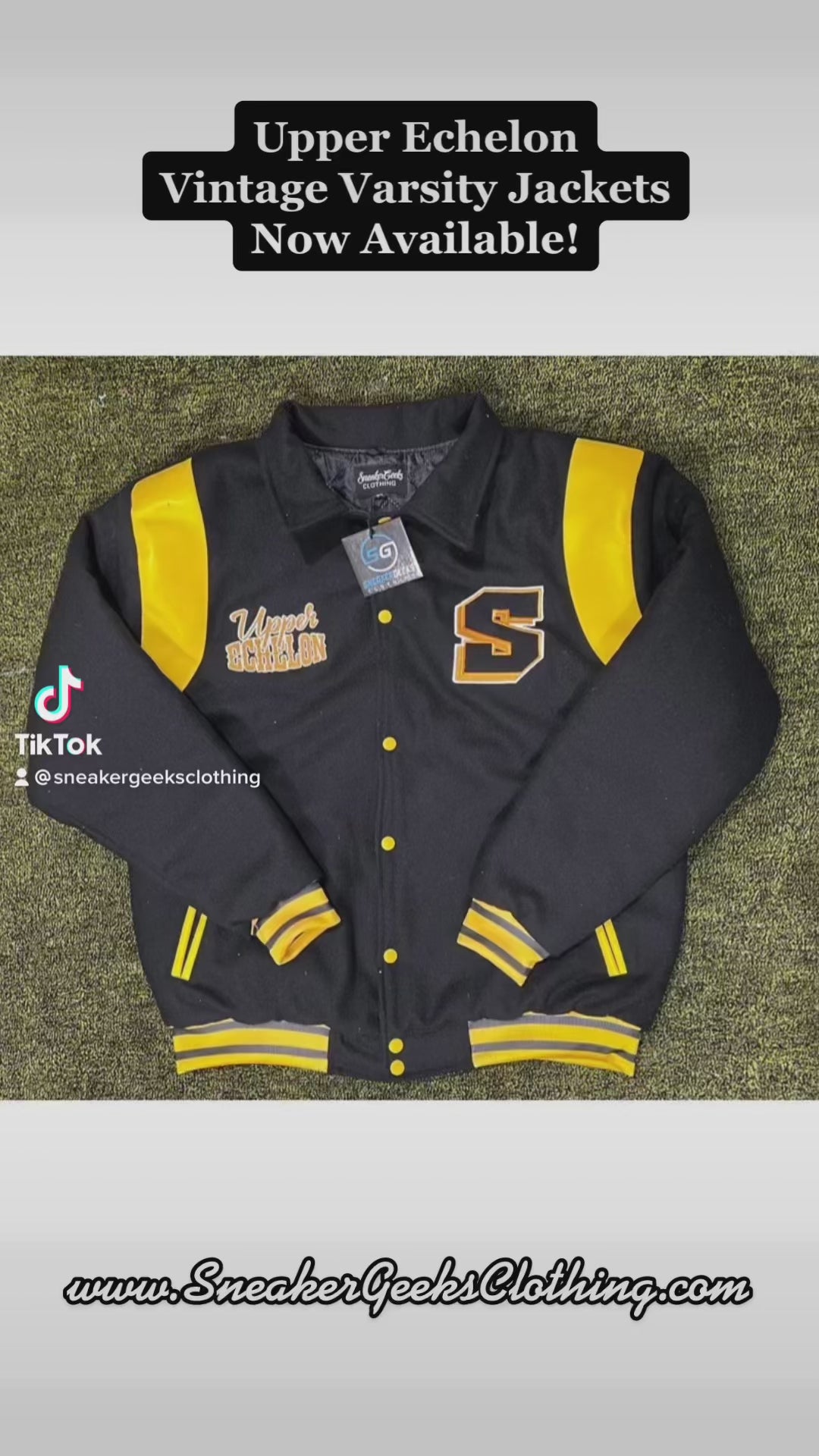 Upper Echelon Vintage Varsity Jacket to match the Retro Jordan 1 Taxi sneakers