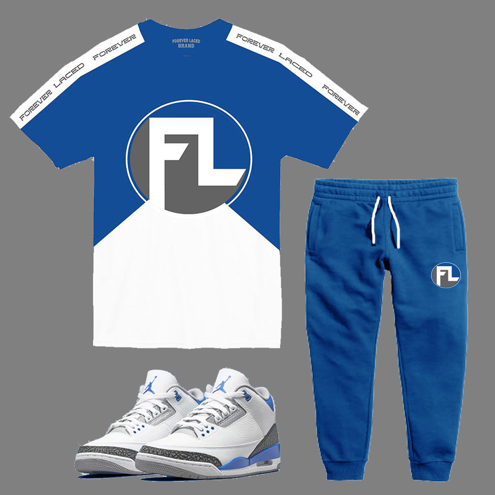 Forever Laced FL Outfit to match Retro Jordan 3 Racer Blue SGC