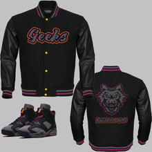 Load image into Gallery viewer, HUNGER FOR MORE Varsity Jacket to match Retro Jordan 6 Bordeaux