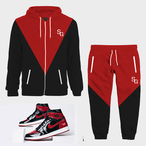 SG Zipped Hooded Sweatsuit to match Retro 1 OG Bred Patent