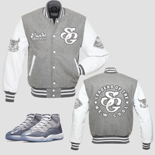 Load image into Gallery viewer, LEADERS Varsity Jacket to match Retro Jordan 11 Cool Grey