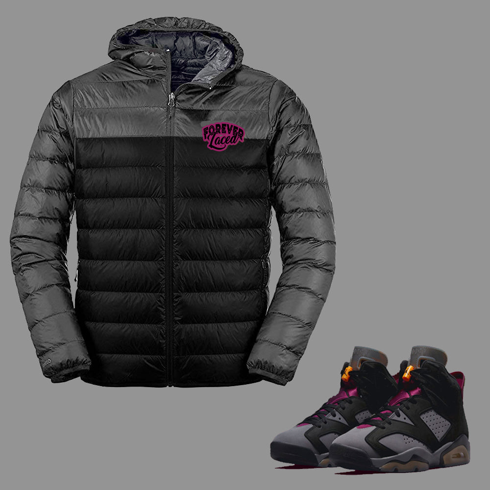 Forever Laced Hooded Bubble Jacket to match Retro Jordan 6 Bordeaux