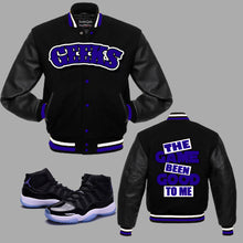 Load image into Gallery viewer, The Game Been Good To Me Varsity Jacket to match Retro Jordan 11 Space Jam