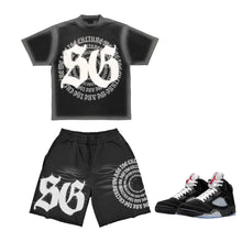 Load image into Gallery viewer, We Are The Culture Sun Faded Short Set to match the Retro Jordan 5 OG Metallic Black
