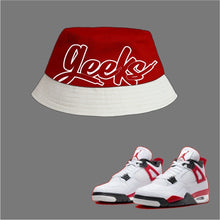 Load image into Gallery viewer, GEEKS Bucket Hat to match Retro Jordan 4 Red Cement sneakers
