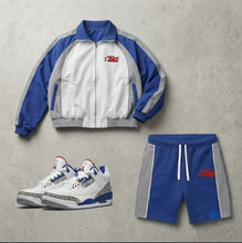 Load image into Gallery viewer, SG Trainer Track Short Set to match Retro Jordan 3 True Blue sneakers
