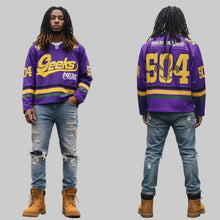 Load image into Gallery viewer, GEEKS 504 Hockey Jersey Purple (Mardi Gras Edition)
