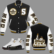 Load image into Gallery viewer, Years Of The Champs Varsity Jacket to match Retro 12 Taxi sneakers
