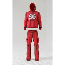 Load image into Gallery viewer, SG We Are The Culture Sun Faded Hooded Sweatsuit (Red/Black and White)
