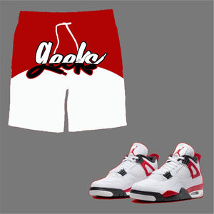 GEEKS Bold Shorts to match Retro Jordan 4 Red Cement sneakers