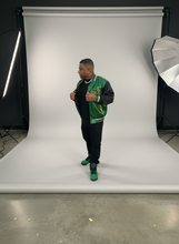 Load image into Gallery viewer, DUCKN THE FAKES Satin Jacket to match the Retro Jordan 5 Oregon
