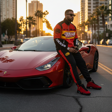 Load image into Gallery viewer, SG Most Wanted Windbreaker Jacket to match Retro Jordan 14 Ferrari sneakers
