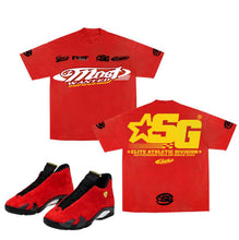 Load image into Gallery viewer, SG Most Wanted T-Shirt to match Retro Jordan 14 Ferrari sneakers
