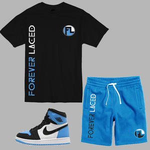 Forever Laced FL Short Set to match Retro Jordan 1 OG UNC Toe sneakers