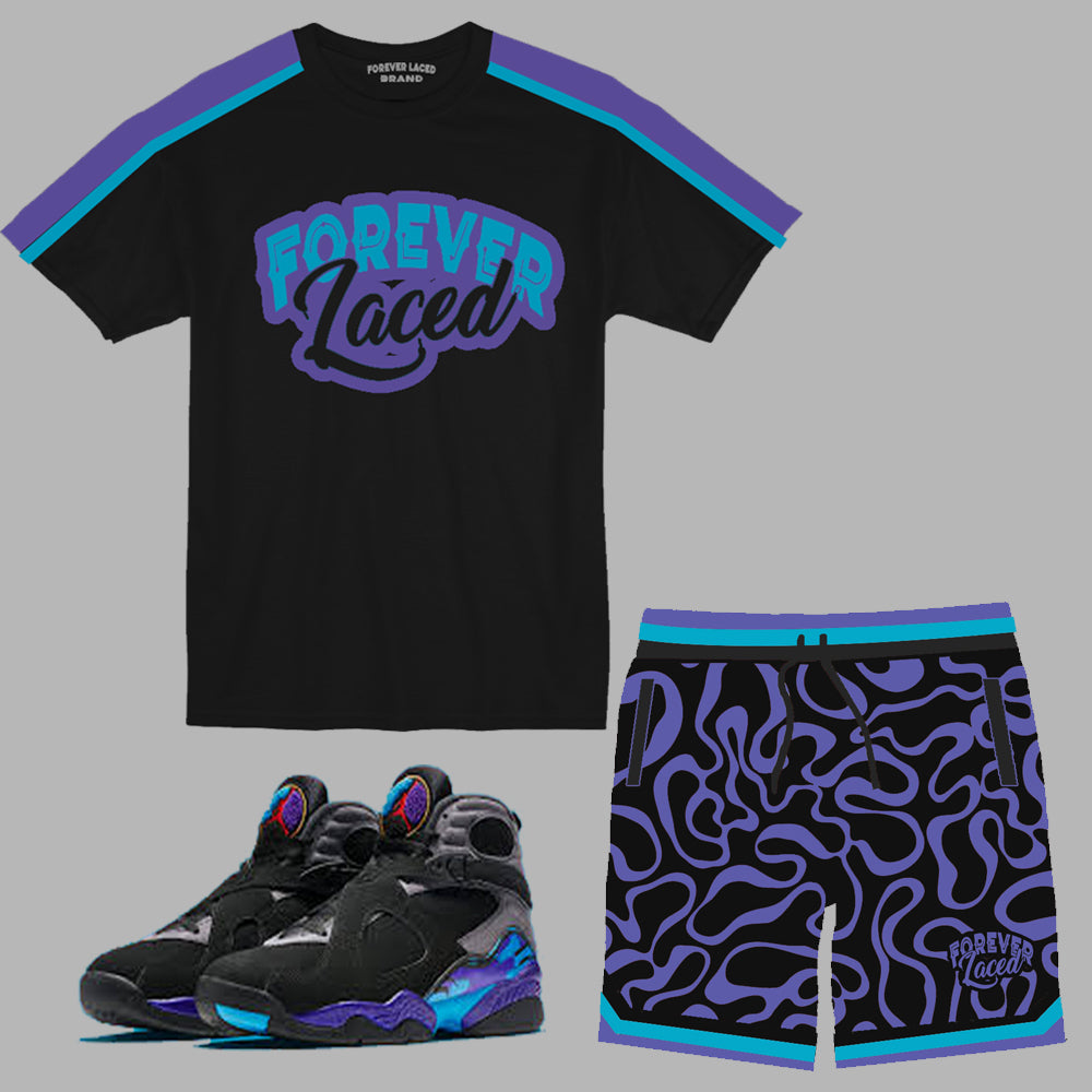 Forever Laced Retro Short Set to match the Retro Jordan 8 Aqua sneakers