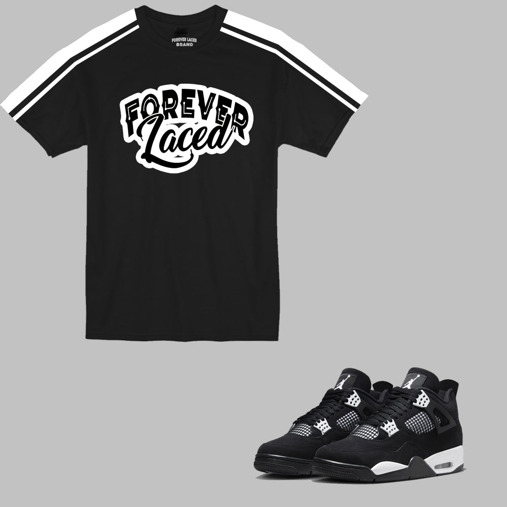 Forever Laced Retro T-Shirt to match Retro Jordan 4 White Thunder sneakers