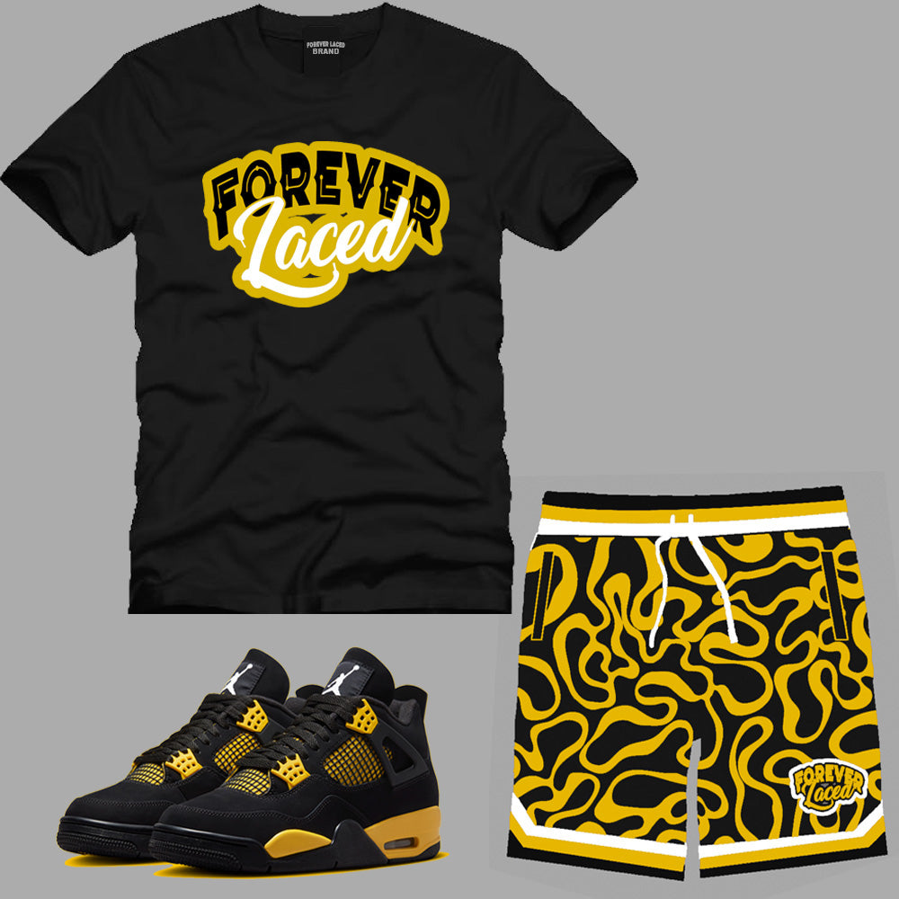 Forever Laced Short Set to match Retro Jordan 4 Thunder sneakers