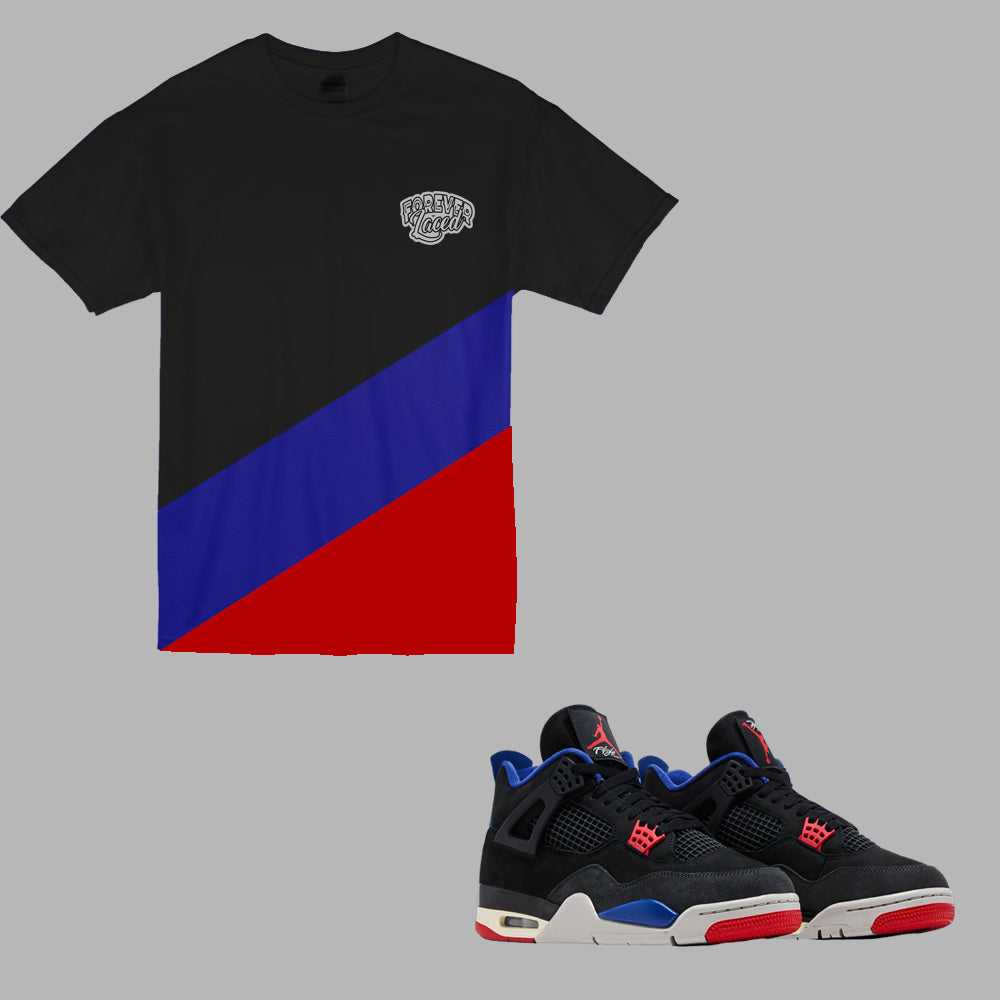 Forever Laced STG Classic T-Shirt to match Retro Jordan 4 Rare Air sneakers