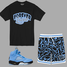 Load image into Gallery viewer, Forever Laced 2 Short Set to match the Retro Jordan 5 SE UNC sneakers.
