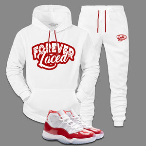 Forever Laced Hooded Sweatsuit to match Retro Jordan 11 Cherry - IN STOCK
