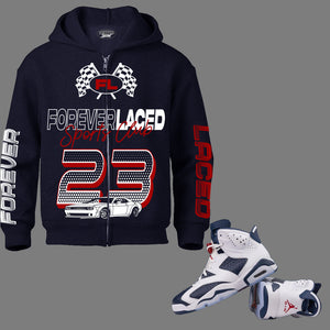 Forever Laced Sports Club Zipped Hoodie to match Retro Jordan 6 Olymics sneakers