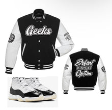 Load image into Gallery viewer, Defeat Is Not An Option Varsity Jacket to match Retro Jordan 11 Gratitude sneakers - In Stock
