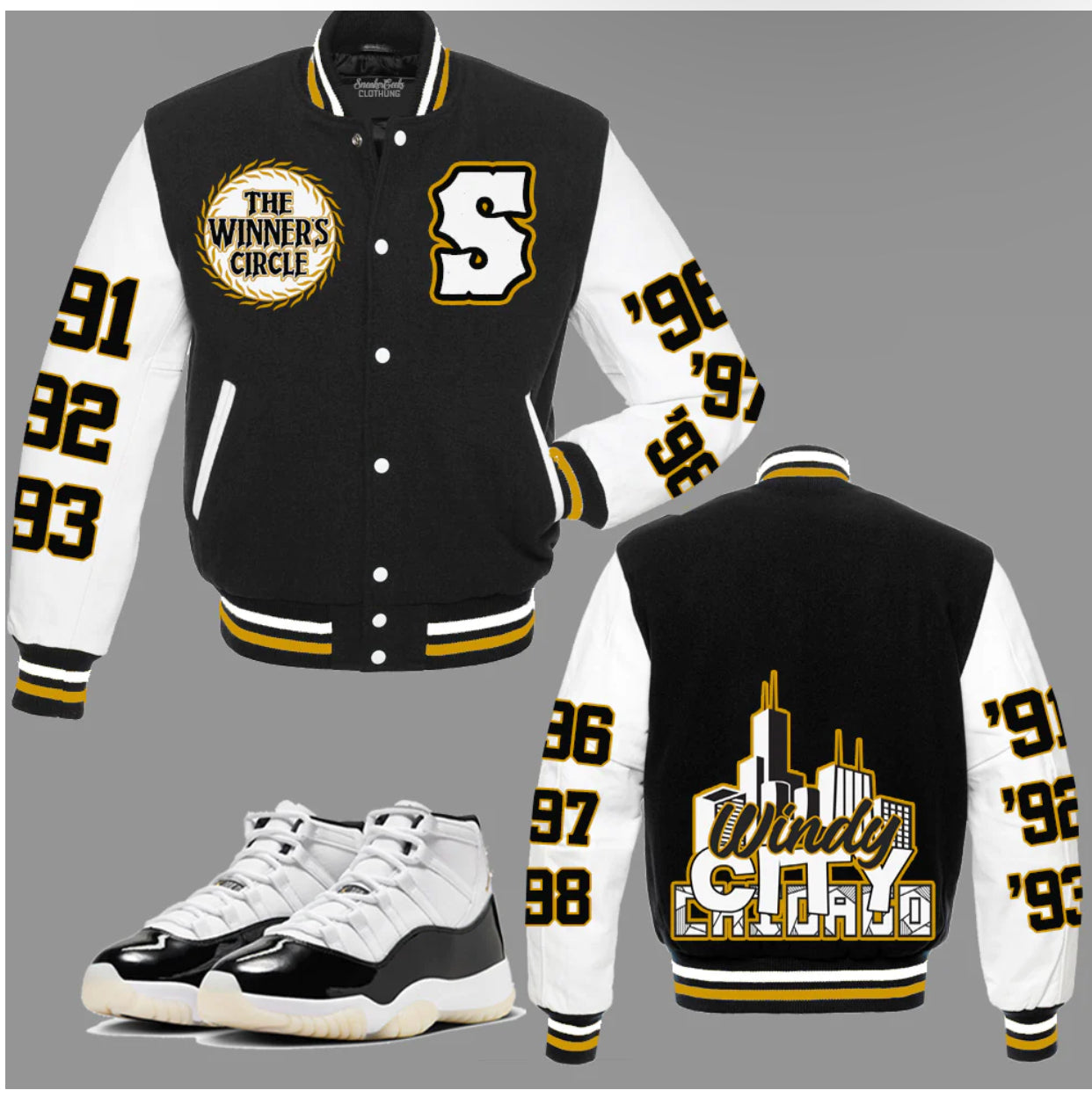 Years Of The Champs Varsity Jacket to match Retro Jordan 11 Gratitude aka DMP sneakers - In Stock