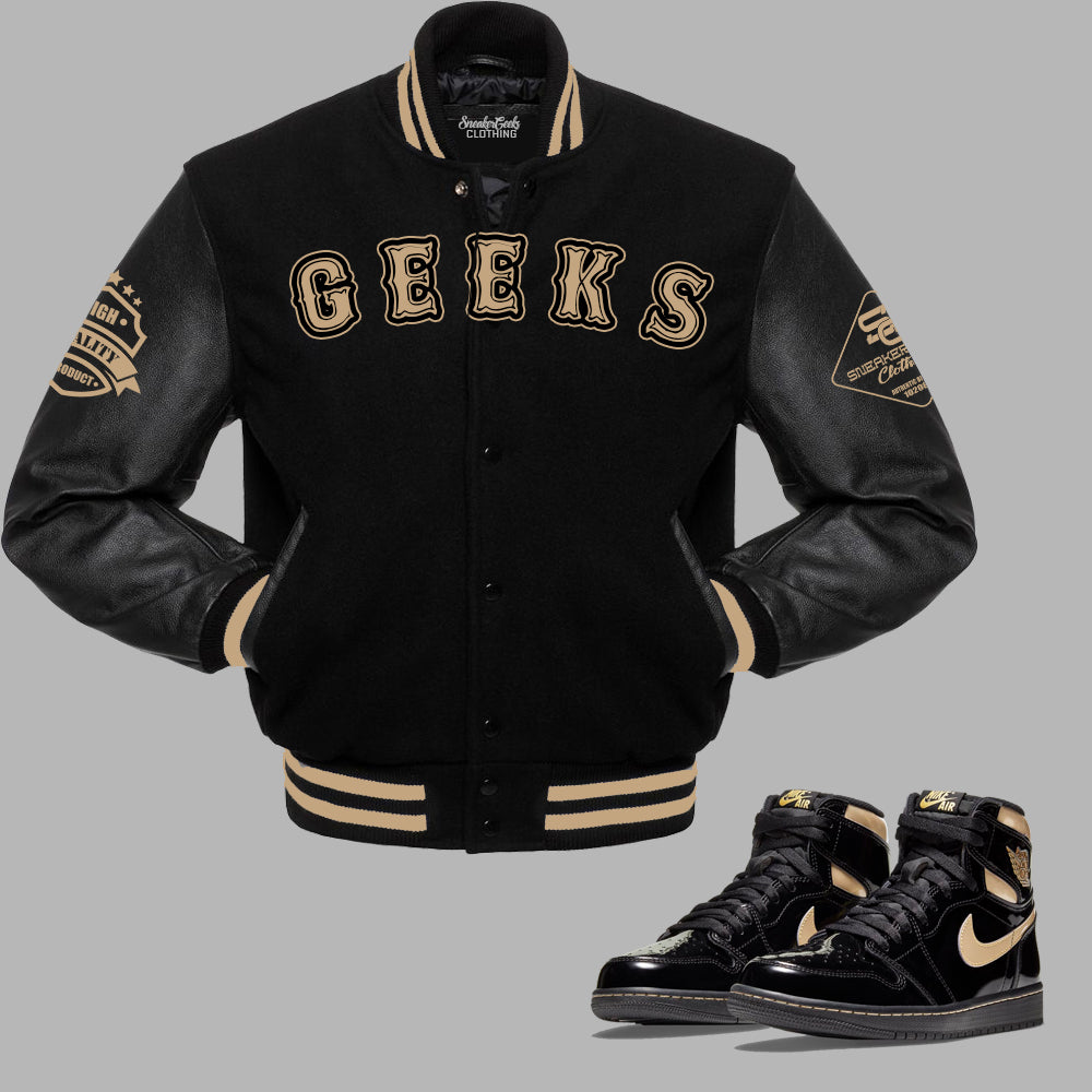 GEEKS Varsity Jacket to match the Retro Jordan 1 Metallic Gold ...