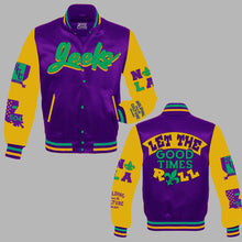 Load image into Gallery viewer, Let The Good Times Roll Satin Jacket (Mardi Gras)
