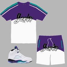 Load image into Gallery viewer, GEEKS Mega Short Set to match Retro Jordan 5 OG Grape sneakers
