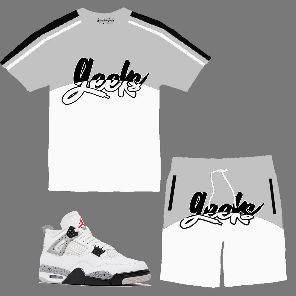 GEEKS Mega Short Set to match the Retro Jordan 4 White Cement