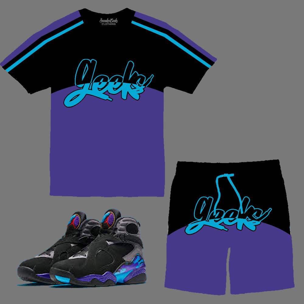 GEEKS Mega Short Set to match the Retro Jordan 8 Aqua sneakers
