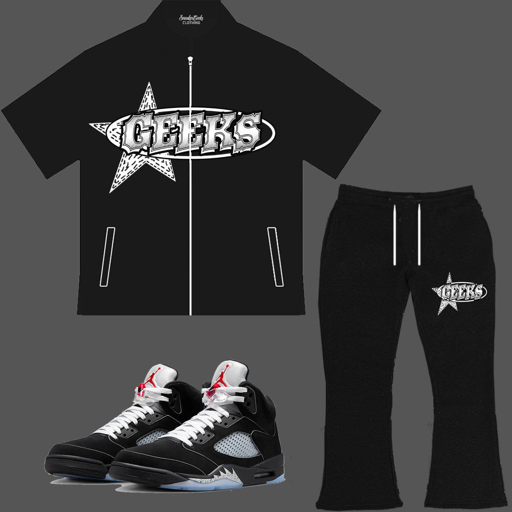 GEEKS SuperStar Outfit to match Retro Jordan 5 OG Black Metallic Reimagined sneakers