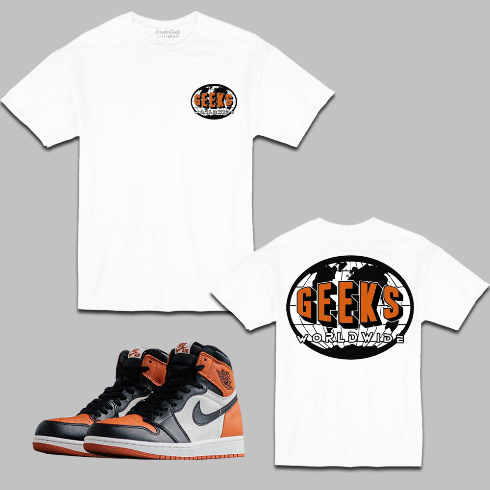 GEEKS Worldwide T-Shirt to match Retro Jordan 1 Shattered Backboard sneakers
