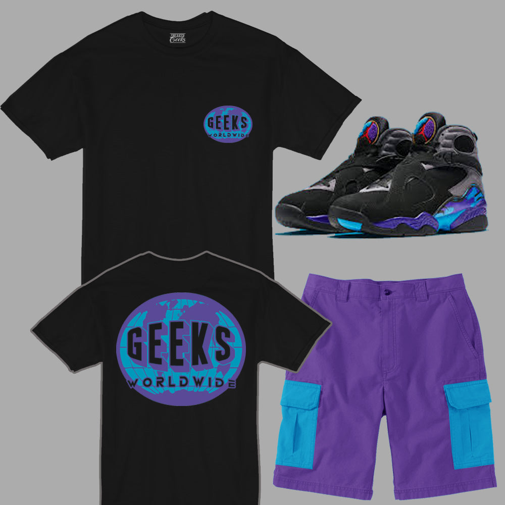 GEEKS Worldwide Short Set to match Retro Jordan 8 Aqua sneakers