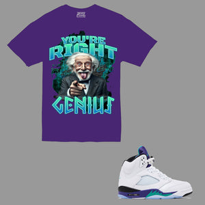 You're Right Genius Graphic T-Shirt to match Retro Jordan 5 OG Grape sneakers